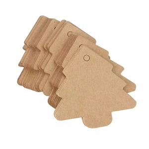 50pcs pack of vintage kraft paper gift tags in Christmas tree shape with pre-drilled holes