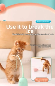Detail view of smart rotating tail cat toy with interactive dual modes and flexible wand