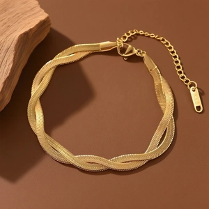 Luxurious 18K gold-plated titanium steel cross necklace with a layered chain design