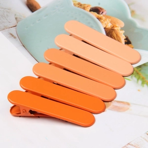 Set of 6 gradient candy color seamless hair clips with matte finish for girls