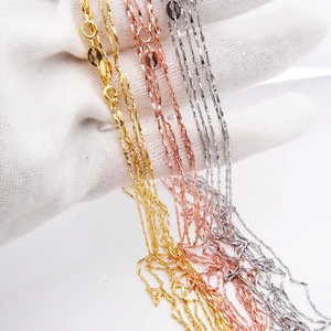 Close-up of S925 sterling silver chain necklaces in gold, rose gold and silver finishes