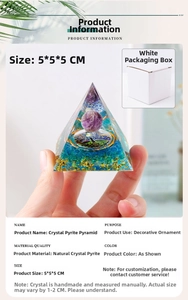 5x5cm life tree crystal pyramid ornament with natural stones and white gift box