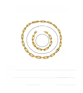 Details zu 10 mm Gold-Edelstahl Halskette und Armband Set mit Größenangaben