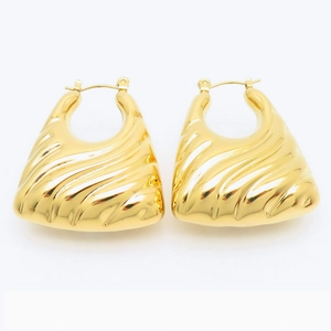 Chunky 18K gold plated stainless steel hoop earrings with snake skin texture design