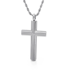 Collana con ciondolo a croce vintage in acciaio al titanio argento con catena a fune