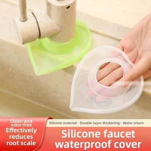 Macro view of thickened silicone faucet splash guard for limescale prevention and drainage