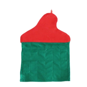 Christmas velvet advent calendar hanging decor with red and green quilted fabric pockets