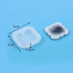 Cloud shape DIY silicone mold with measurement details for resin pendant crafting
