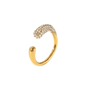 Luxurious 18K gold-plated stainless steel open ring with sparkling zircon inlays