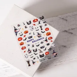 Halloween Nail Stickers Ultra Thin Self Adhesive Decals Cartoon Witch Ghost Pumpkin Patterns For Women Girls Manicure Art Decoration