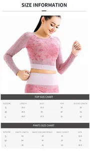 Detaillierte Größentabelle für Yoga-Sets mit Maßen für Oberteil und Hose in CM
