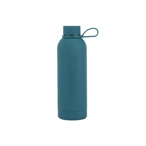 Green matte 304 stainless steel insulated sports bottle with portable silicone handle