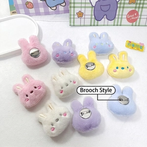 Colorful plush bunny brooches in soft pastel shades for clothing and bag decoration
