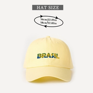 Guida alle taglie dettagliata per berretto giallo con ricamo Brasil e dimensioni