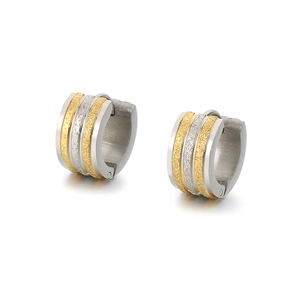 Orecchini a cerchio bicolore in acciaio inossidabile oro 18 carats e argento opaco