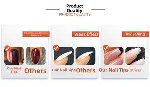 Close-up showing high gloss durability and ultra-thin fit of almond shape press-on nails