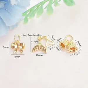 Pendentifs nœud, queue de poisson et cloche dorés 14K pour la création de bijoux DIY