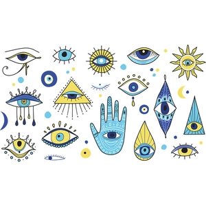 Artistic Evil Eye and Hamsa Hand wall stickers for bedroom and hallway decor