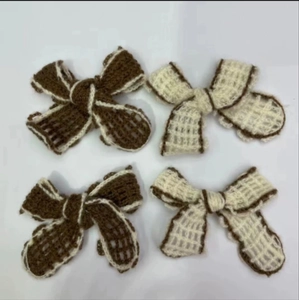 Handmade Knitted Bows Crochet Yarn Fabric Charms For DIY Jewelry Making Clothing Decoration Hair Accessories Korean Style Sweet Autumn Winter