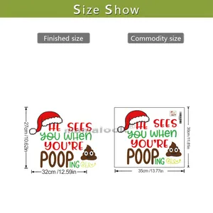 Size chart showing dimensions for Merry Christmas hat toilet stickers at 32x27cm