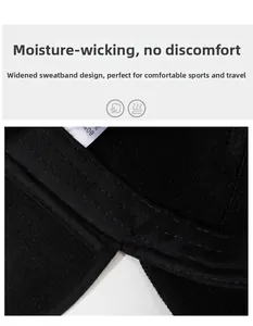 Detail of moisture-wicking sweatband and stitching inside the black winter baseball cap