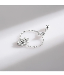 Detailed close-up of S925 silver musical note ring with shimmering micro-set diamond charms