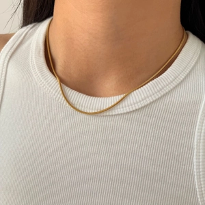 Stainless Steel Snake Chain Necklace Gold Silver Plated Thin Minimalist Polished Jewelry For Women Men Layering