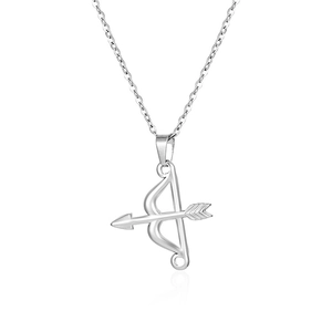 Silver Cupid arrow pendant necklace in polished stainless steel for women fashion