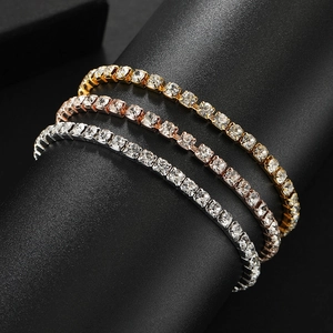 Elegant Single Double Row Rhinestone Tennis Bracelet For Women Alloy Inlaid Zircon Elastic Bangle Simple Iced Out Jewelry