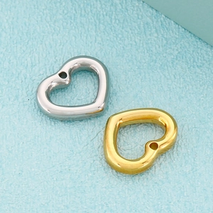 Polished Heart Pendant Stainless Steel Single Hole Charm For DIY Jewelry Making Simple Fashion Necklace Bracelet Accessory