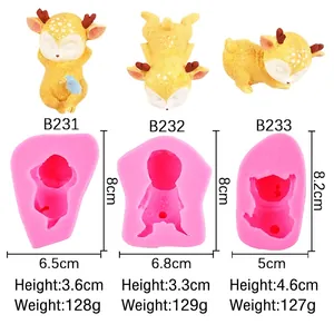 Silikonformen-Set für niedliche Hirsch-Figuren mit drei Stilen und fertigen Mustern