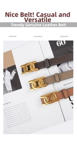 Détail de trois ceintures en cuir de vachette véritable avec boucles dorées à double anneau
