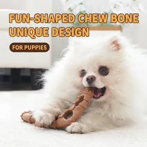 Dog Chew Toy Durable Wood Plastic Teeth Cleaning Molar Bone Shape Bite Resistant For Puppies Small Medium Dogs