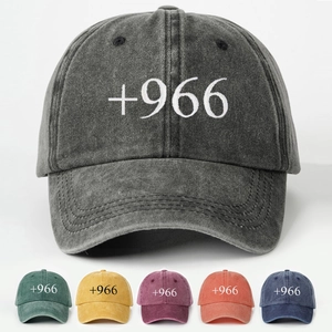 Vintage Washed Cotton Baseball Cap +966 Embroidery Adjustable Distressed Retro Peaked Hat For Sun Protection