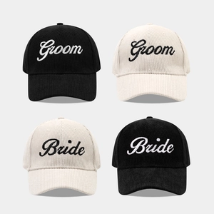 Cappello Da Baseball In Velluto A Coste Con Ricamo Bride O Groom Regolabile Matrimonio Feste Cappello Da Sole Casual