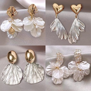 Elegant Flower Heart Shell Tassel Dangle Earrings With 925 Sterling Silver Earring Post French Style Jewelry For Women
