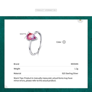 Minimalist S925 sterling silver ring with 5x7.5mm pear cut tourmaline gemstone