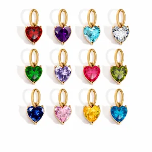 Edelstahl Herz Strass Geburtsstein Anhänger Für DIY Halskette Schmuckherstellung Gold Silber Kleine Herz Charms Zubehör Geschenk Damen