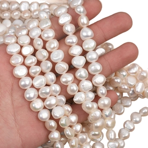 Natural baroque freshwater pearls in white, 9-10mm irregular loose beads for DIY jewelry