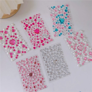DIY colorful acrylic crystal gemstone heart stickers for girls decorative craft projects