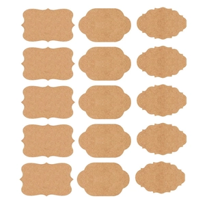 Blank brown kraft paper stickers with three different vintage frame shapes in 3x5 grid layout