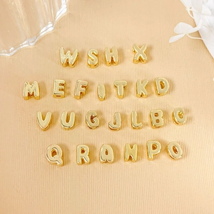 Alphabet Bubble Letter Charms 18K Gold Plated Copper Pendants For DIY Jewelry Making Minimalist Style