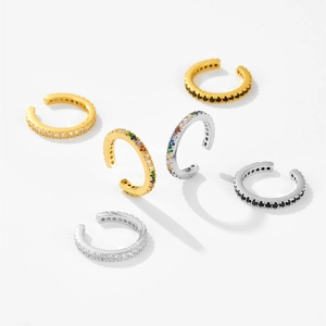 Bagues d'oreilles en argent sterling S925 avec zircons colorés en finitions or et argent