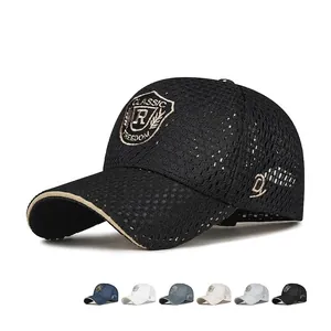 Summer Mesh Baseball Cap Breathable Polyester Sun Protection Shield Embroidery Letter R Adjustable Trucker Hat For Unisex