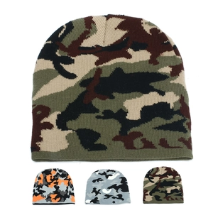 Camo Beanie Hat Knitted Acrylic Warm Windproof Winter Outdoor Sports Skiing Hiking For Men Women
