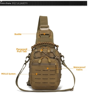 Tactical sling bag featuring laser-cut MOLLE system, paracord zippers, and waterproof nylon
