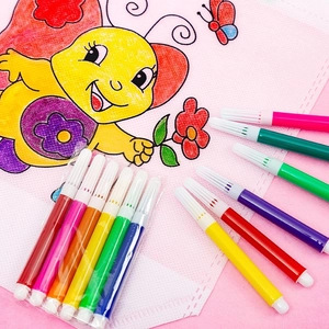 DIY coloring tote bag with bee pattern and 12-color watercolor pen set for kids