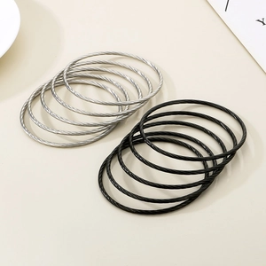 Fashion titanium steel twisted rope bangles set in silver and black metal finish