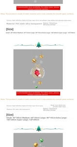 Detail of UV printed double-sided Christmas static window decals on transparent PVC film