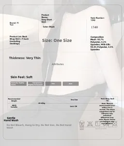 Detailed size guide and fabric specs for sheer black halter neck bodycon lingerie set